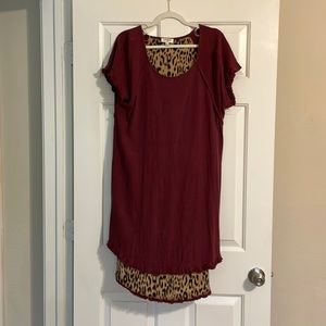 High low maroon, cheetah print dress